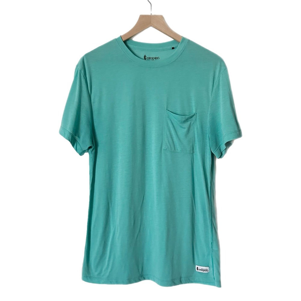 Cotopaxi Men's T-Shirt Cotton Blend Teal Pocket Short Sleeve Size Medium
